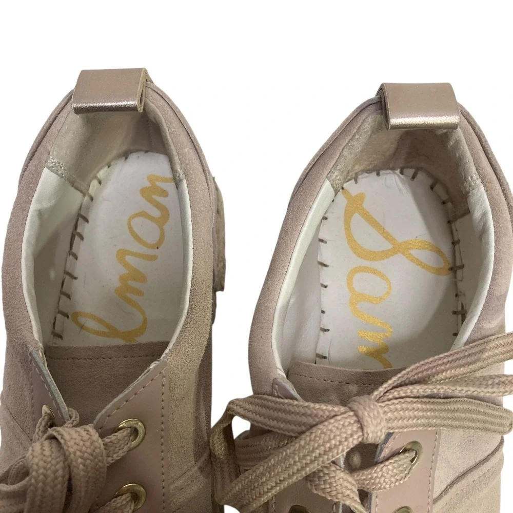 Sam Edelman Suede Pink Leather Carleigh Womens Platform Shoes 8 M Flats Academia